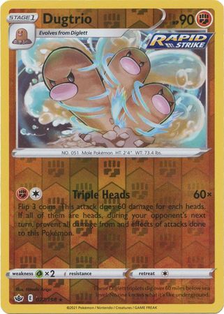 Dugtrio 77/198 SWSH Chilling Reign Reverse Holo Rare Pokemon Card TCG Near Mint