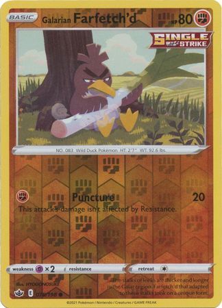 Galarian Farfetch'd 78/198 SWSH Chilling Reign Reverse Holo Common Pokemon Card TCG Near Mint