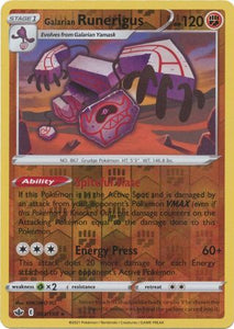 Galarian Runerigus 83/198 SWSH Chilling Reign Reverse Holo Rare Pokemon Card TCG Near Mint