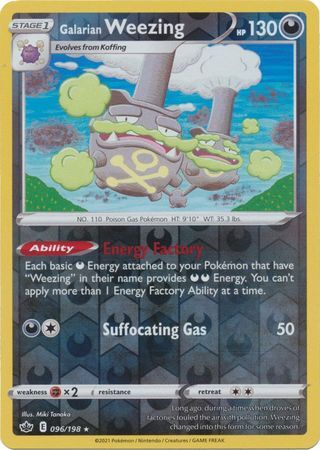 Galarian Weezing 96/198 SWSH Chilling Reign Reverse Holo Rare Pokemon Card TCG Near Mint