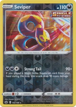 Seviper 102/198 SWSH Chilling Reign Reverse Holo Rare Pokemon Card TCG Near Mint