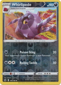 Whirlipede 106/198 SWSH Chilling Reign Reverse Holo Uncommon Pokemon Card TCG Near Mint 