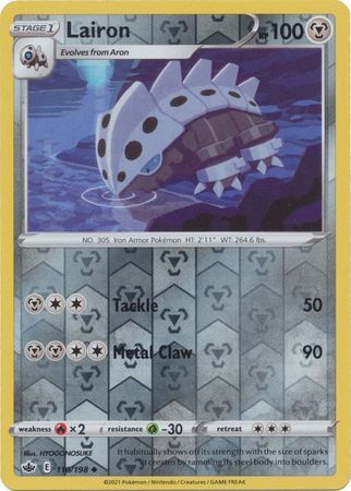 Lairon 110/198 SWSH Chilling Reign Reverse Holo Uncommon Pokemon Card TCG Near Mint 