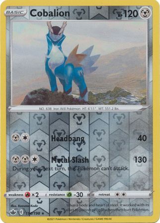 Cobalion 114/198 SWSH Chilling Reign Reverse Holo Rare Pokemon Card TCG Near Mint