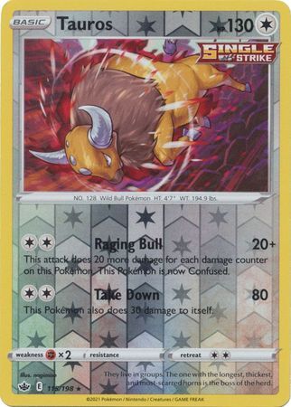 Tauros 115/198 SWSH Chilling Reign Reverse Holo Rare Pokemon Card TCG Near Mint