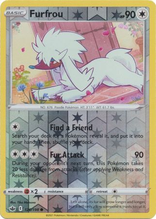 Furfrou 126/198 SWSH Chilling Reign Reverse Holo Common Pokemon Card TCG Near Mint