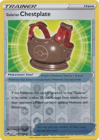 Galarian Chestplate 141/198 SWSH Chilling Reign Reverse Holo Uncommon Pokemon Card TCG Near Mint 