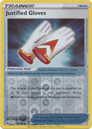 Justified Gloves 143/198 SWSH Chilling Reign Reverse Holo Uncommon Pokemon Card TCG Near Mint 