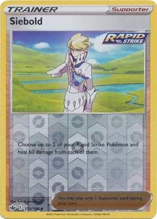 Siebold 153/198 SWSH Chilling Reign Reverse Holo Uncommon Pokemon Card TCG Near Mint 