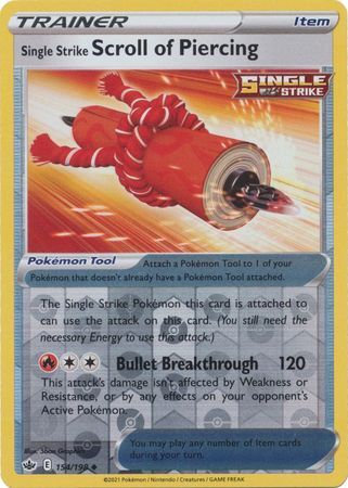 Single Strike Scroll Of Piercing 154/198 SWSH Chilling Reign Reverse Holo Uncommon Pokemon Card TCG Near Mint 