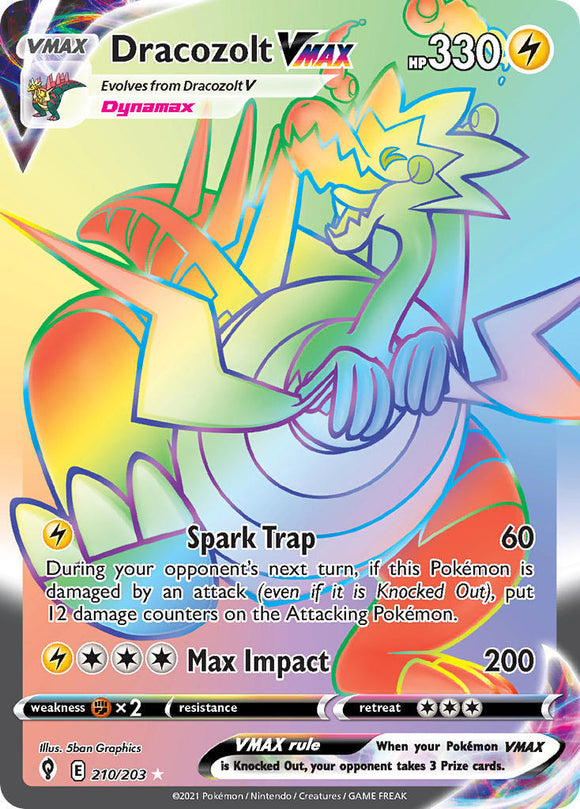 Dracozolt VMAX 210/203 SWSH Evolving Skies Full Art Holo Hyper Rare Pokemon Card TCG Near Mint