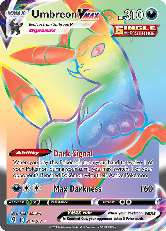 Umbreon VMAX 214/203 SWSH Evolving Skies Full Art Holo Hyper Rare Pokemon Card TCG Near Mint
