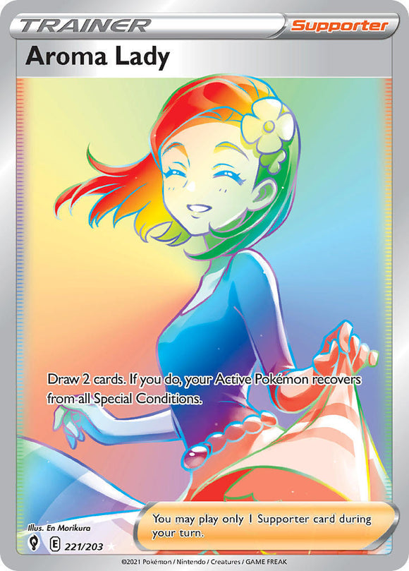 Aroma Lady 221/203 SWSH Evolving Skies Full Art Holo Hyper Rare Pokemon Card TCG Near Mint