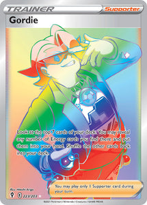 Gordie 223/203 SWSH Evolving Skies Full Art Holo Hyper Rare Pokemon Card TCG Near Mint