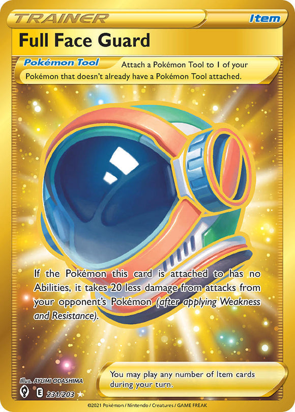 Full Face Guard 231/203 SWSH Evolving Skies Full Art Holo Secret Rare Pokemon Card TCG Near Mint