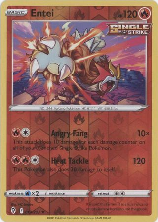 Entei 19/203 SWSH Evolving Skies Reverse Holo Rare Pokemon Card TCG Near Mint