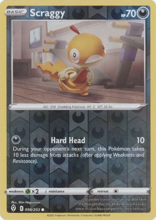 Scraggy 98/203 SWSH Evolving Skies Reverse Holo Common Pokemon Card TCG Near Mint