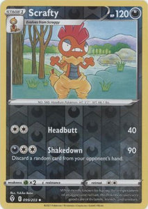 Scrafty 99/203 SWSH Evolving Skies Reverse Holo Uncommon Pokemon Card TCG Near Mint 