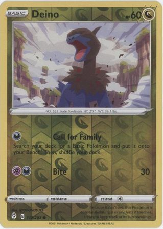 Deino 113/203 SWSH Evolving Skies Reverse Holo Common Pokemon Card TCG Near Mint