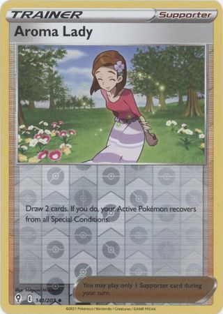 Aroma Lady 141/203 SWSH Evolving Skies Reverse Holo Uncommon Pokemon Card TCG Near Mint 