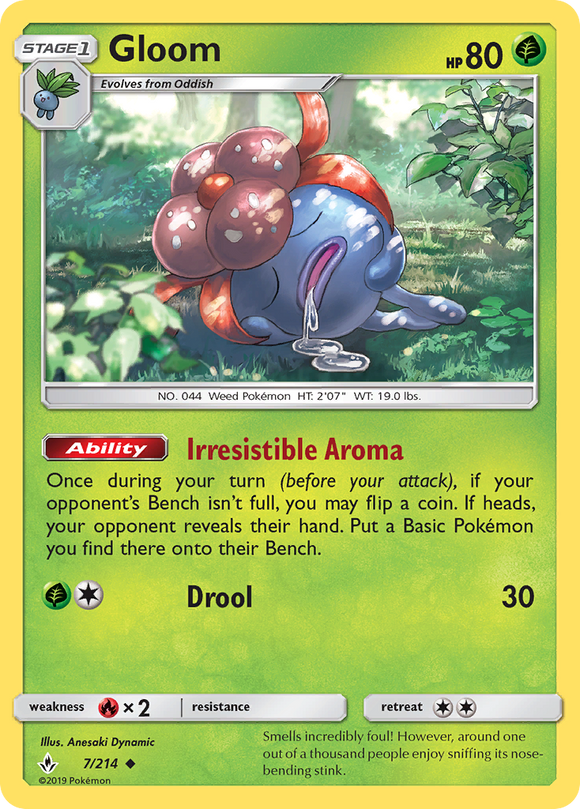Gloom 7/214 SM Unbroken Bonds Uncommon Pokemon Card TCG Near Mint Pack Fresh