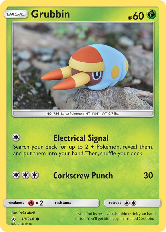 Grubbin 18/214 SM Unbroken Bonds Common Pokemon Card TCG Near Mint Pack Fresh