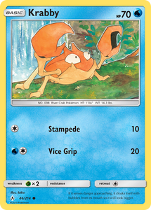 Krabby 46/214 SM Unbroken Bonds Common Pokemon Card TCG Near Mint Pack Fresh