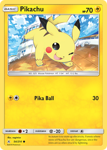 Pikachu 54/214 SM Unbroken Bonds Common Pokemon Card TCG Near Mint Pack Fresh