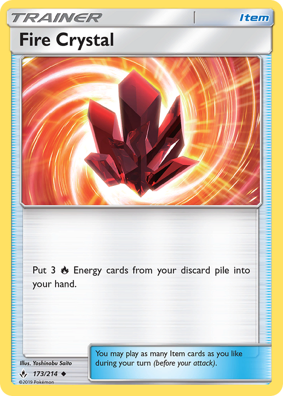 Fire Crystal 173/214 SM Unbroken Bonds Uncommon Trainer Pokemon Card TCG