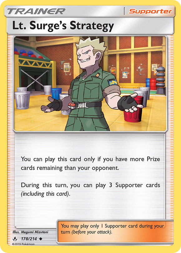 Lt. Surge's Strategy 178/214 SM Unbroken Bonds Uncommon Trainer Pokemon Card TCG