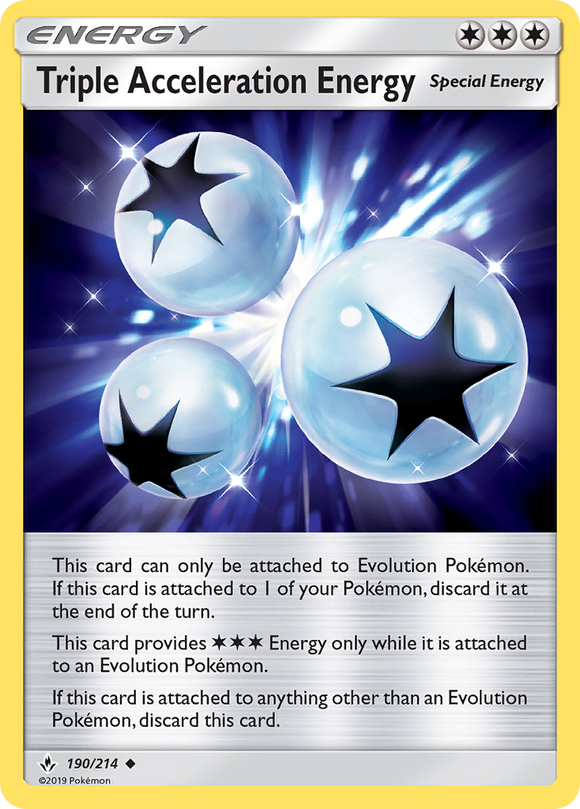 Triple Acceleration Energy 190/214 SM Unbroken Bonds Uncommon Energy Pokemon Card TCG
