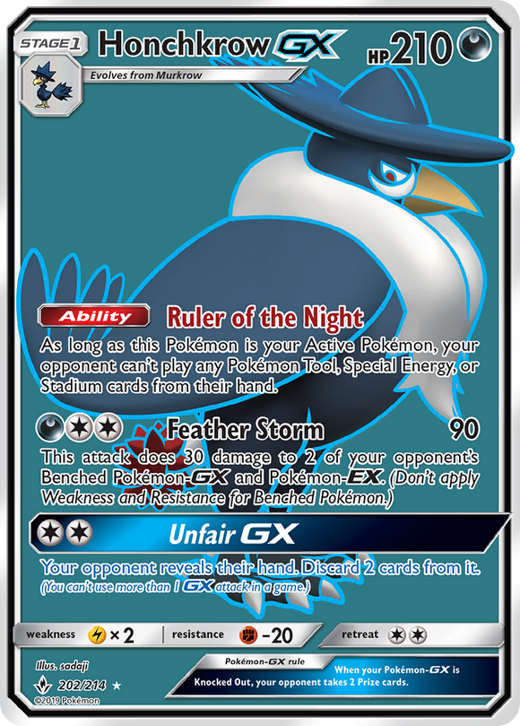 Honchkrow GX 202/214 SM Unbroken Bonds Holo Ultra Rare Full Art Pokemon Card TCG