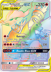 Reshiram & Charizard GX 217/214 SM Unbroken Bonds Holo Hyper Rare Rainbow Full Art Pokemon Card TCG