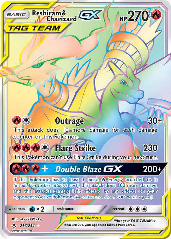 Reshiram & Charizard GX 217/214 SM Unbroken Bonds Holo Hyper Rare Rain – Kawaii Collector