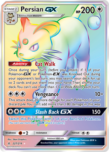 Persian GX 227/214 SM Unbroken Bonds Holo Hyper Rare Rainbow Full Art Pokemon Card TCG