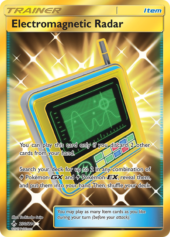 Electromagnetic Radar 230/214 SM Unbroken Bonds Holo Secret Rare Gold Full Art Trainer Pokemon Card TCG