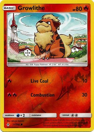 Growlithe 21/214 SM Unbroken Bonds Reverse Holo Common Pokemon Card TCG Near Mint Pack Fresh