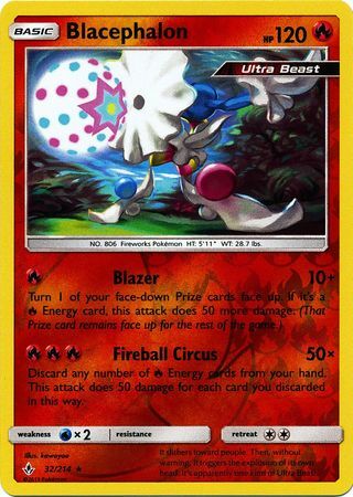 Blacephelon 32/214 SM Unbroken Bonds Reverse Holo Rare Pokemon Card TCG Near Mint Pack Fresh