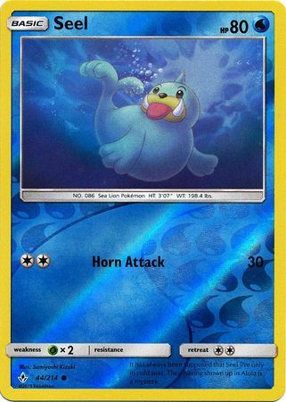 Seel 44/214 SM Unbroken Bonds Reverse Holo Common Pokemon Card TCG Near Mint Pack Fresh