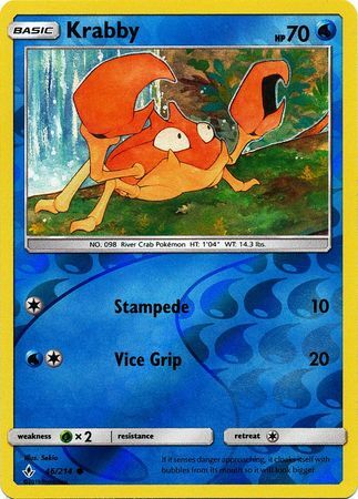 Krabby 46/214 SM Unbroken Bonds Reverse Holo Common Pokemon Card TCG Near Mint Pack Fresh