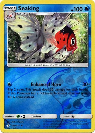 Seaking 49/214 SM Unbroken Bonds Reverse Holo Rare Pokemon Card TCG Near Mint Pack Fresh
