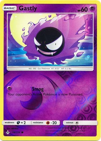 Gastly 68/214 SM Unbroken Bonds Reverse Holo Common Pokemon Card TCG Near Mint Pack Fresh