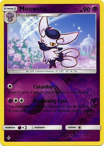 Meowstic 80/214 SM Unbroken Bonds Reverse Holo Rare Pokemon Card TCG Near Mint Pack Fresh