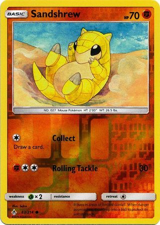Sandshrew 83/214 SM Unbroken Bonds Reverse Holo Common Pokemon Card TCG Near Mint Pack Fresh