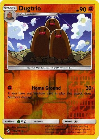 Dugtrio 86/214 SM Unbroken Bonds Reverse Holo Rare Pokemon Card TCG Near Mint Pack Fresh