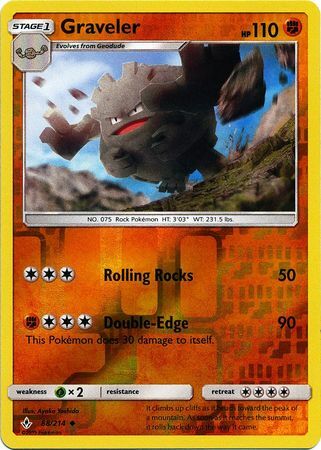 Graveler 88/214 SM Unbroken Bonds Reverse Holo Uncommon Pokemon Card TCG Near Mint Pack Fresh