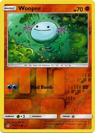 Wooper 96/214 SM Unbroken Bonds Reverse Holo Common Pokemon Card TCG Near Mint Pack Fresh