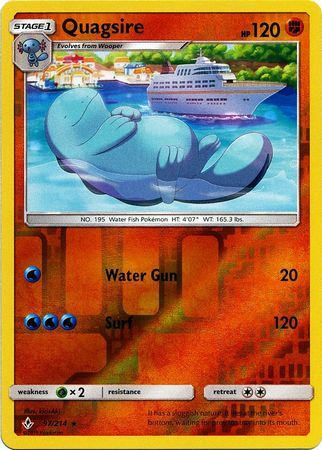 Quagsire 97/214 SM Unbroken Bonds Reverse Holo Rare Pokemon Card TCG Near Mint Pack Fresh