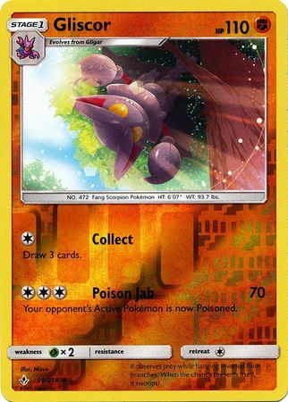 Gliscor 99/214 SM Unbroken Bonds Reverse Holo Uncommon Pokemon Card TCG Near Mint Pack Fresh