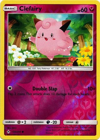 Clefairy 132/214 SM Unbroken Bonds Reverse Holo Common Pokemon Card TCG Near Mint Pack Fresh